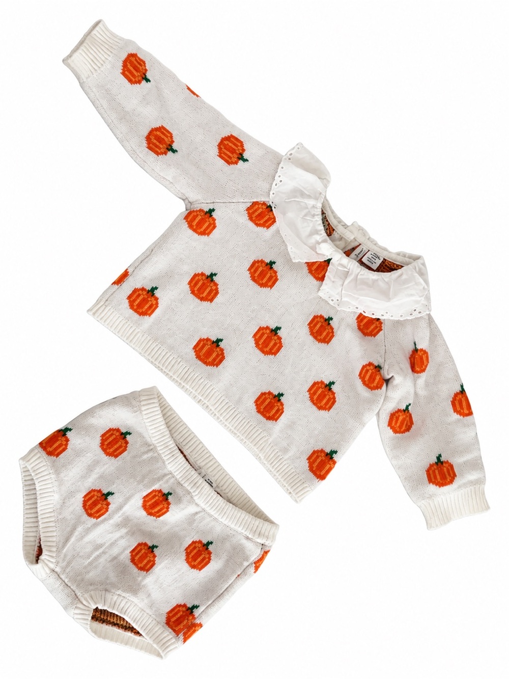 Janie and Jack Pumpkin Knit Sweater & Bloomer Set 3–6M